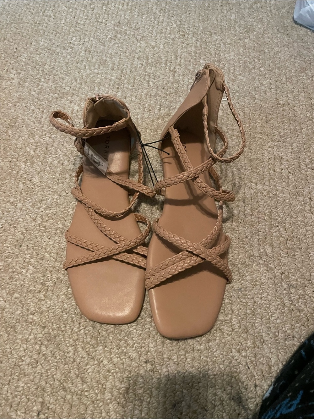 Braided Lace-Up Sandals - Nude